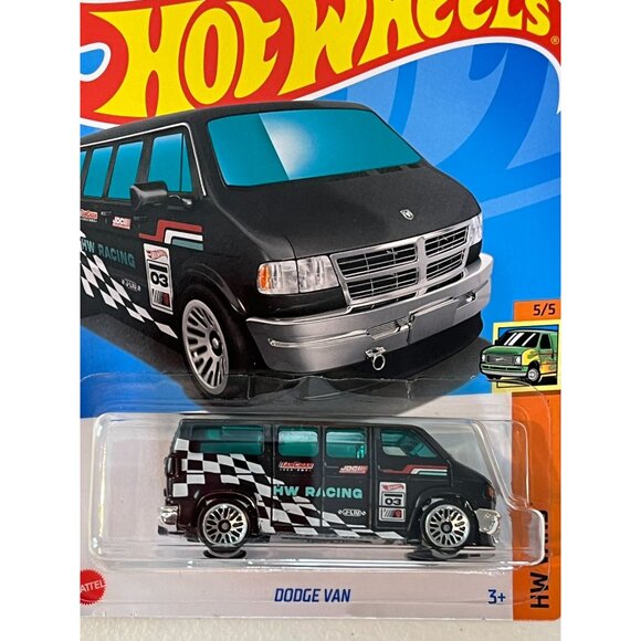 Hot Wheels 2024 Dodge Van HW Vans Black Checker 1:64 Diecast Car NOC - Picture 2 of 9